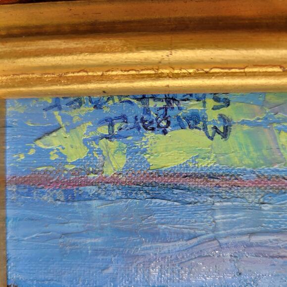 Vintage Boat Fisherman Oil Painting Canvas Framed Art Hanging Decor Signed - Picture 7 of 16